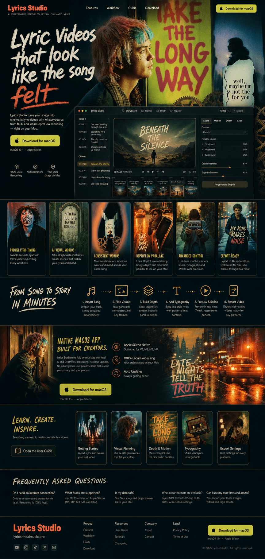 TheAIStudioPro Lyrics Module website and app concept