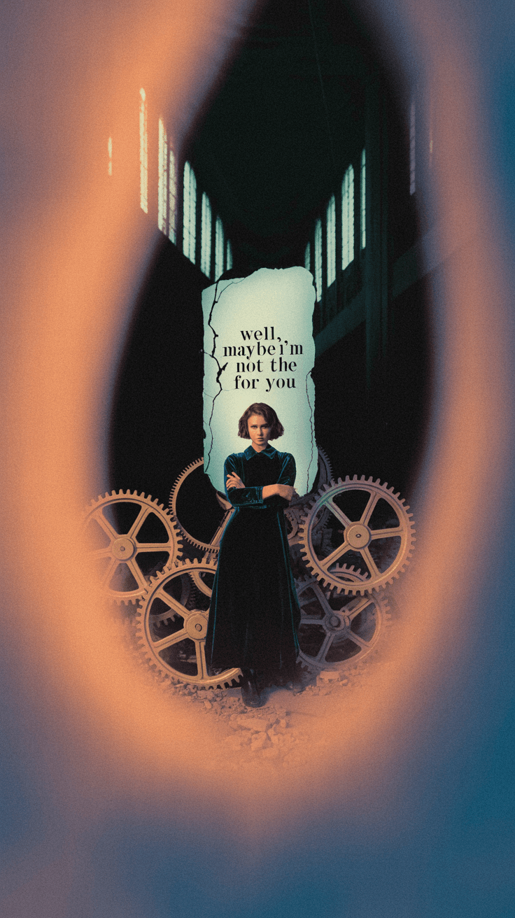 Surreal lyric video frame with embedded typography